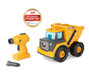 A toy truck and drill
Description automatically generated
