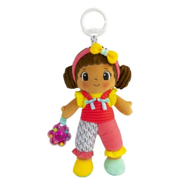 A stuffed toy with a child holding a flower
Description automatically generated