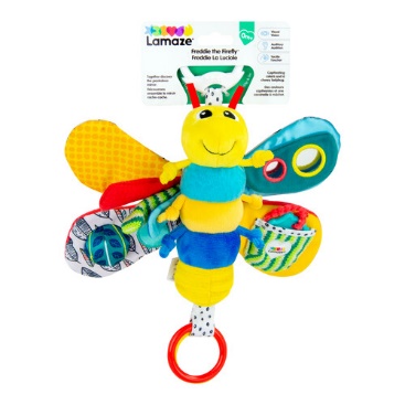 A yellow and blue toy with a bug on its back
Description automatically generated
